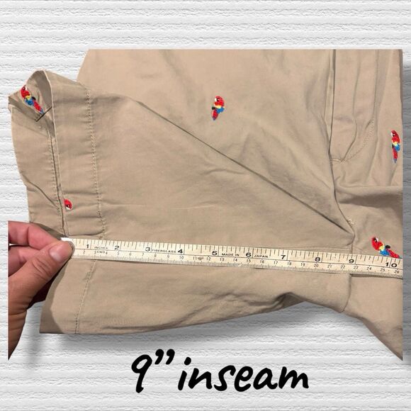 Cremieux Parrot Embroidered Chino Shorts Tropical Casual Khaki Size 32 Madison - Picture 4 of 6